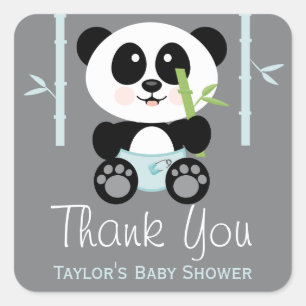 Blue Bamboo Panda Baby Dusche Danke Stickers