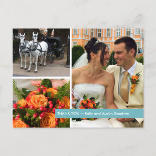 Blue Band moderne 3-Foto-Montage Dankeschön zur Ke Postkarte