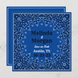 Blue Bandana Flat Save the Date Card