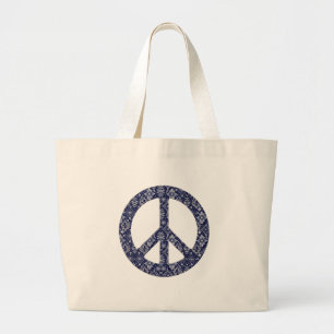 Blue Bandana Peace Sign Bag Jumbo Stoffbeutel