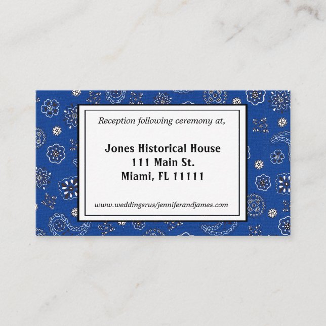 Blue Bandana Wedding Cards Begleitkarte (Vorderseite)
