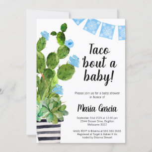Blue Banner Cactus Taco Bout A Baby Shower Einladung