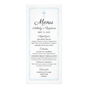 Blue Baptism Religious Menu Card Werbekarte