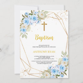 Blue Baptisse Boy Einladung