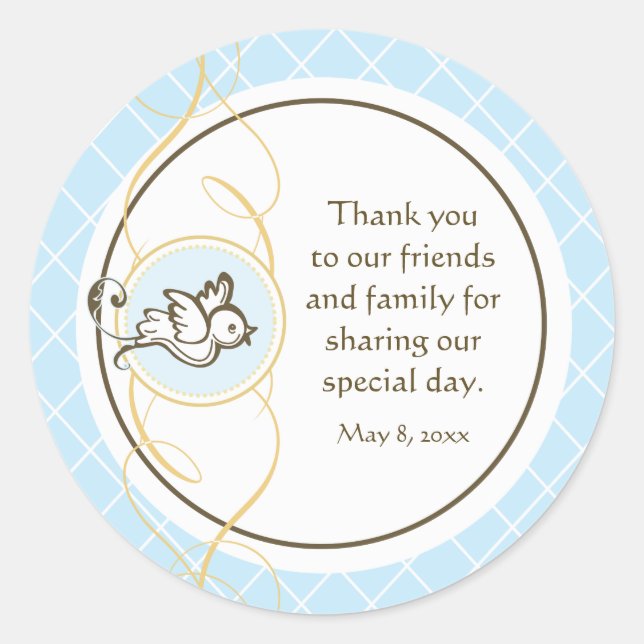 Blue Baptisse/Christening Favor Sticker (Vorderseite)