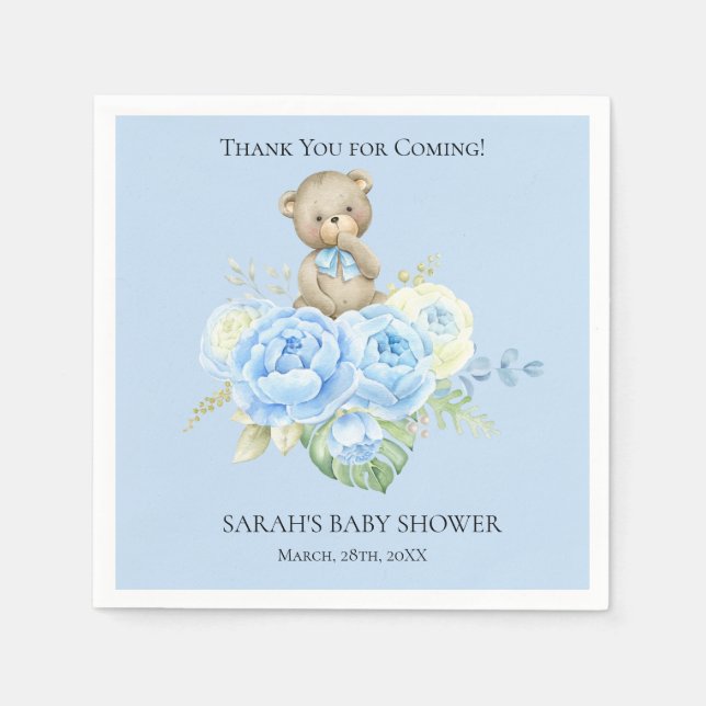 Blue Bar Boy Theme | Babydusche Napkins Serviette (Vorderseite)