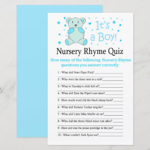 Blue Bär Kinderzimmer Rhyme Quiz Babydusche