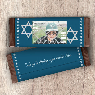 Blue Bar Mitzvah Budget Candy Bar Wrapper w/Stars Flyer