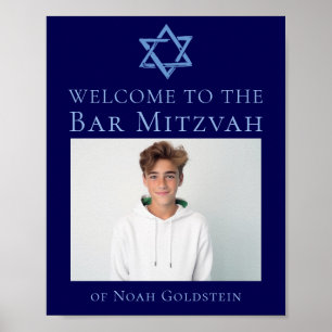 Blue Bar Mitzvah Foto Star von David Party Poster