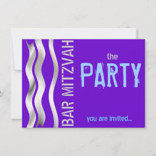Blue Bar Mitzvah Party Einladung