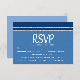 Blue Bar Mitzvah Silver Tallit Script Bold Modern RSVP Karte