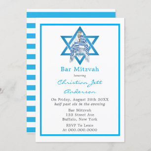 Blue Bar Mitzvah Star der David-Einladung Einladung