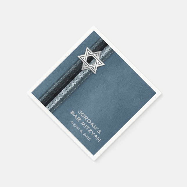 Blue Bar Mitzvah Stripes Serviette (Ecke)