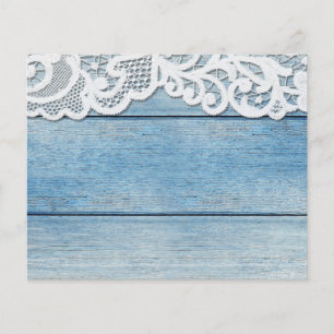 Blue Bard Wood & White Lace Scrapbook Paper