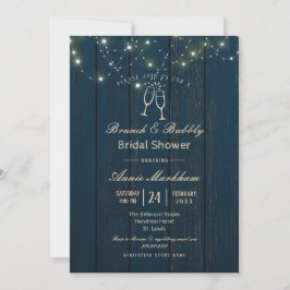 Blue Barn Board String Light Bubbly Dusche Einladung