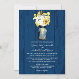 Blue Barn Mason Jar Daisies Sonnenblumen Hochzeit Einladung