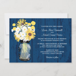 Blue Barn Mason Jar Daisies Sonnenblumen Hochzeit Einladung