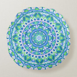 Blue Base Mandala Round Pillow Rundes Kissen