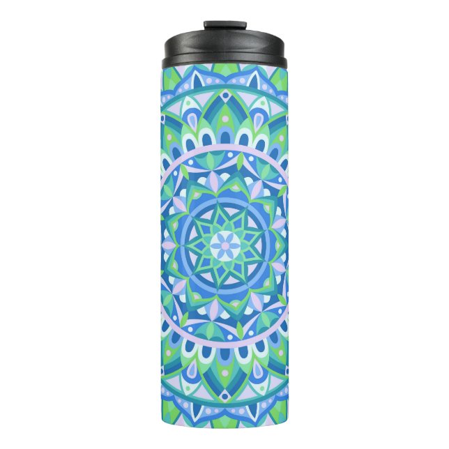 Blue Base Mandala Thermosbecher (Vorderseite)