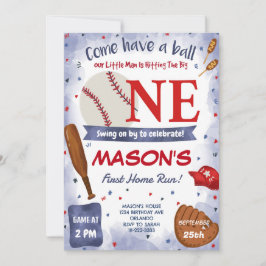 Blue Baseball 1. Geburtstagsfeier Party Einladung