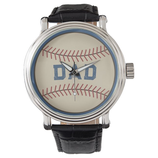 Blue Baseball Dad Watch Armbanduhr (Vorderseite)