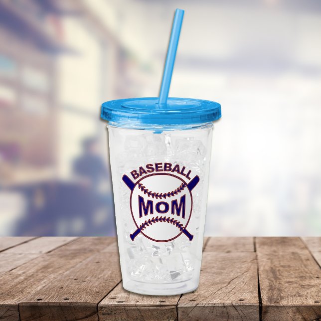 Blue Baseball Mama Personalisiert Acryltrinkbecher (Von Creator hochgeladen)