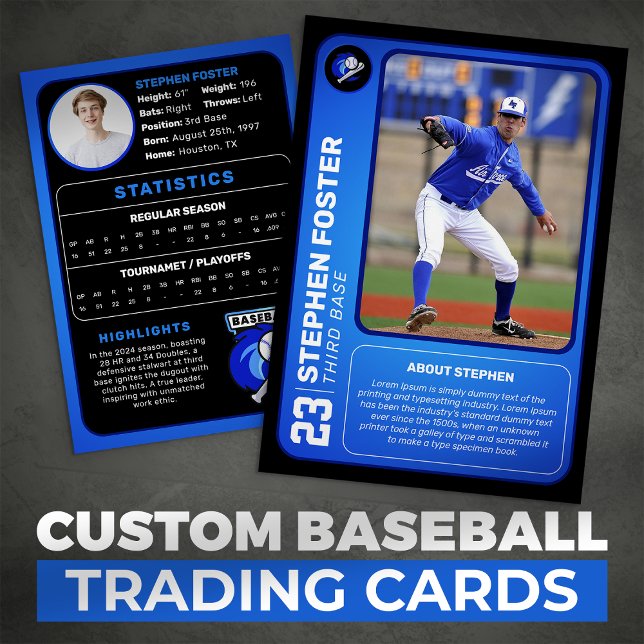 Blue Baseball Trading Card Geschenk Baseball Playe Telefonnummerkarte (Von Creator hochgeladen)