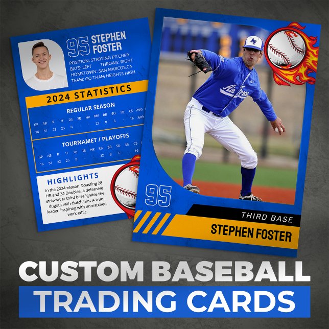 Blue Baseball Trading Card mit Foto und Status Telefonnummerkarte (Von Creator hochgeladen)