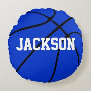 Blue Basketball Custom Round Throw Kissen