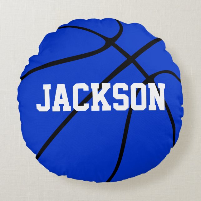 Blue Basketball Custom Round Throw Kissen (Vorderseite)