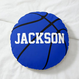 Blue Basketball Custom Round Throw Kissen