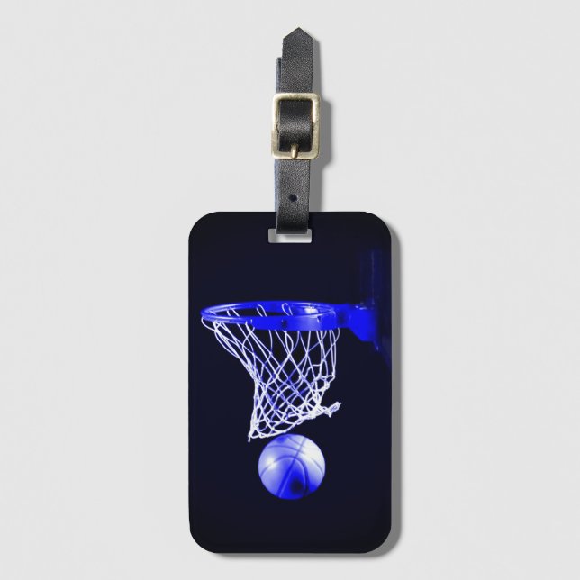 Blue Basketball Gepäckanhänger (Vorderseite Vertikal)