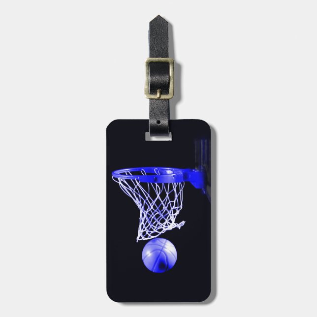 Blue Basketball Gepäckanhänger (Vorderseite vertikal)