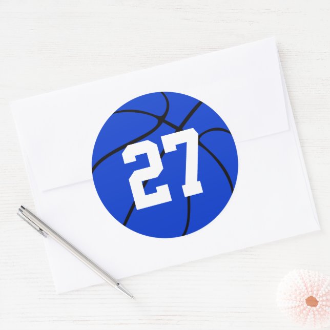 Blue Basketball Jersey Nummer Round Stickers (Umschlag)