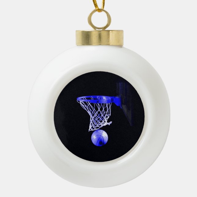 Blue Basketball Keramik Kugel-Ornament (Vorderseite)