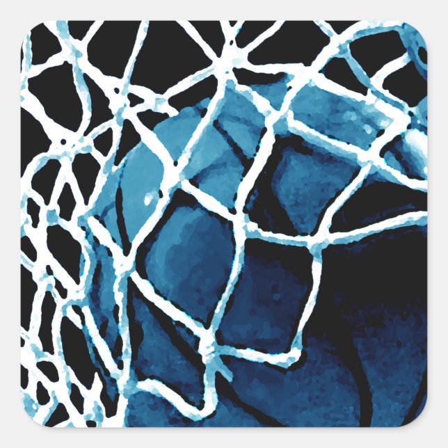 Blue Basketball Quadratischer Aufkleber (Vorderseite)