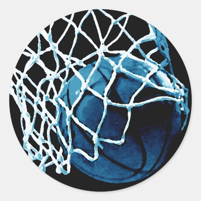 Blue Basketball Runder Aufkleber (Vorderseite)