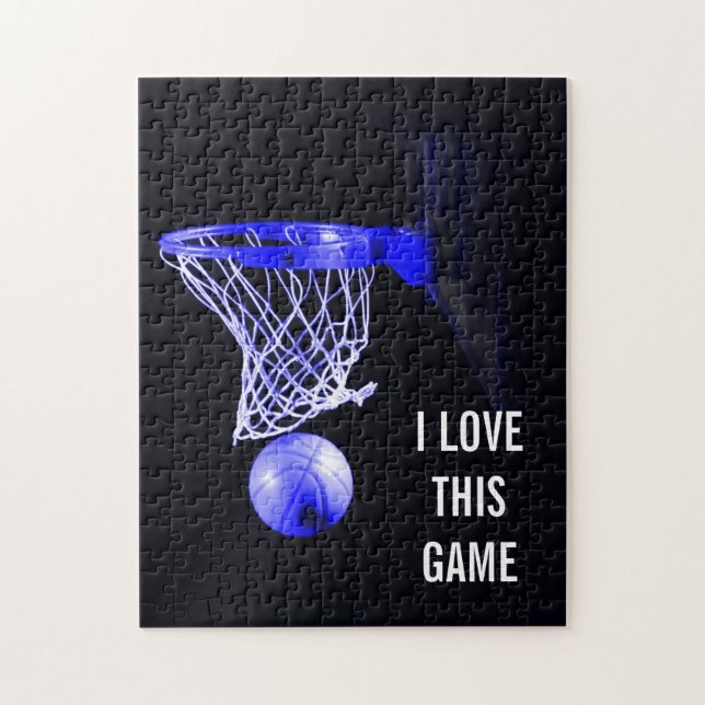 Blue Basketball - Sport Illustration Kunst Puzzle (Vertikal)