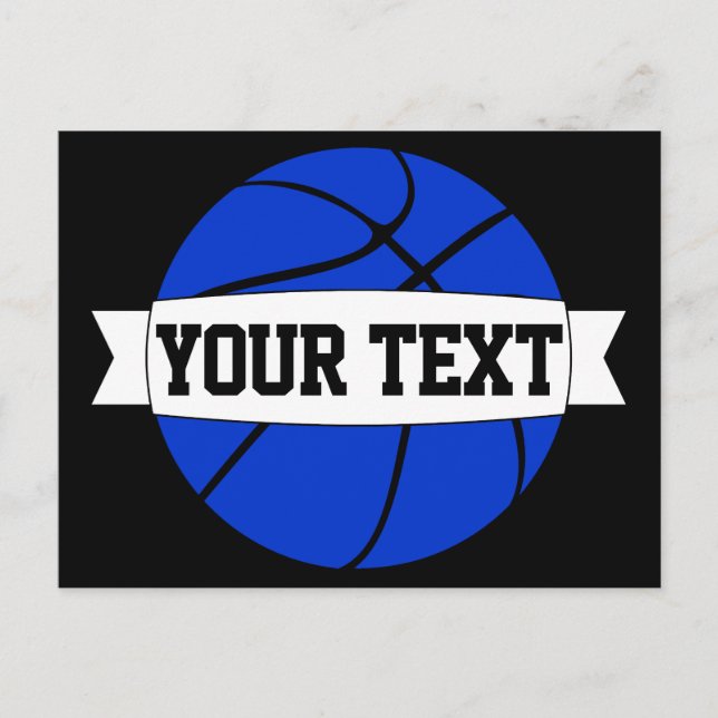 Blue Basketball Team Name oder Custom Text Postcar Postkarte (Vorderseite)