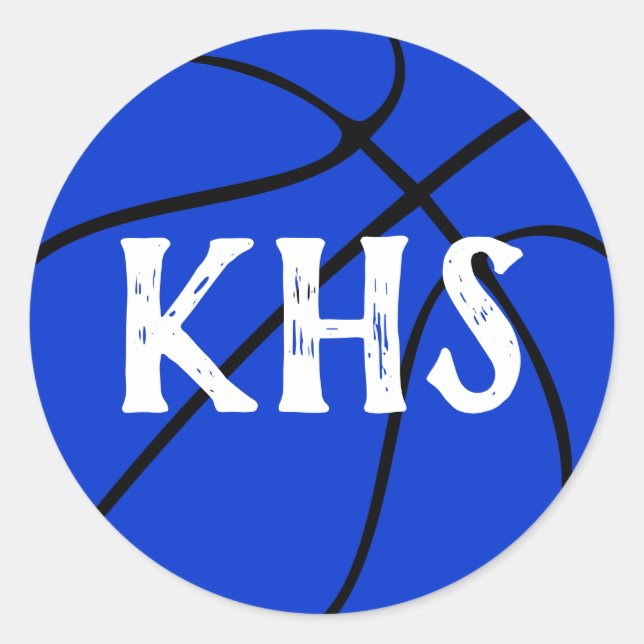 Blue Basketball Team Party, Pep Kundgebung oder Sc Runder Aufkleber (Vorderseite)