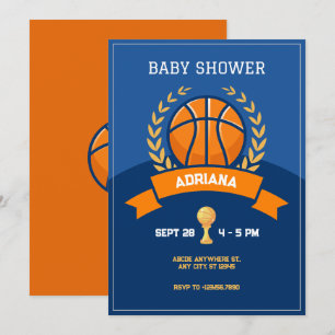 Blue Basketball Trophy Baby Dusche Einladung
