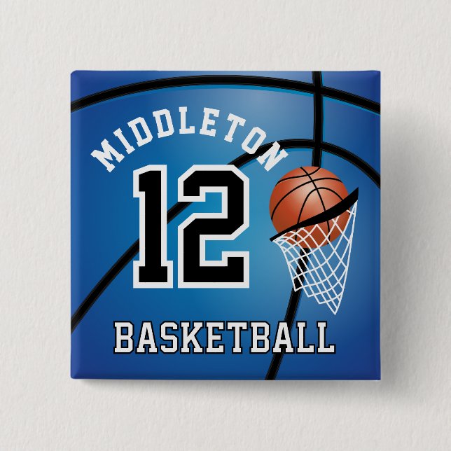 Blue Basketball 🏀 und Hoop | DIY Text Button (Vorderseite)