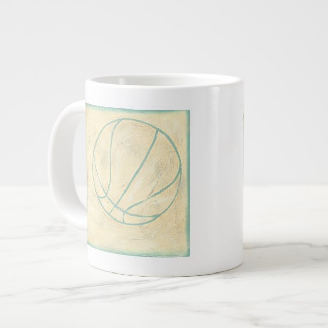 Blue Basketball von Chariklia Zarris Jumbo-Tasse (Vorderseite Links)