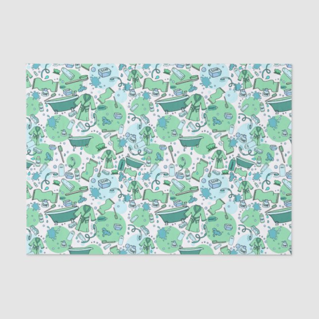 Blue Bathtime Fun Restroom betrachtet Seidenpapier (Vorderseite)