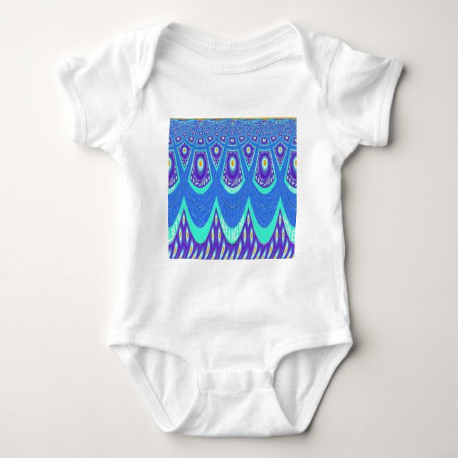 Blue Batik Baby Strampler (Vorderseite)