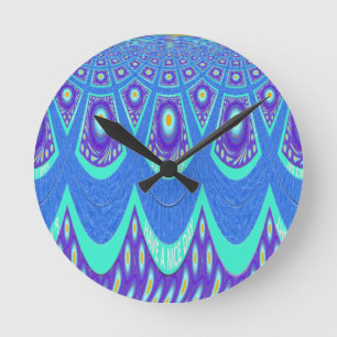 Blue Batik Runde Wanduhr