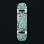 Blue Batik Tile I Skateboard<br><div class="desc">floral</div>