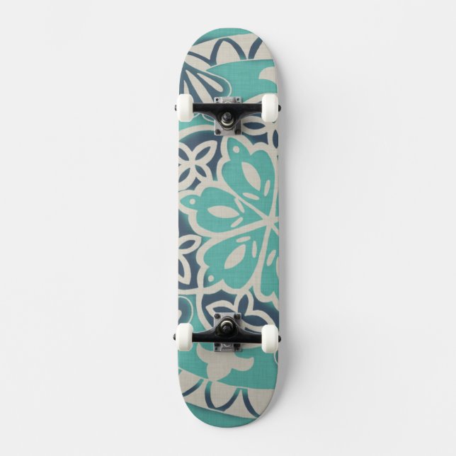 Blue Batik Tile I Skateboard (Vorderseite)