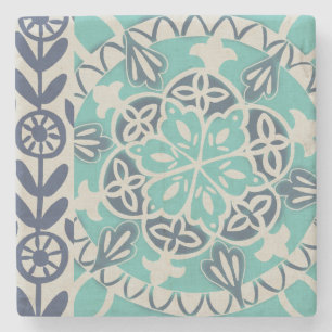 Blue Batik Tile I Steinuntersetzer