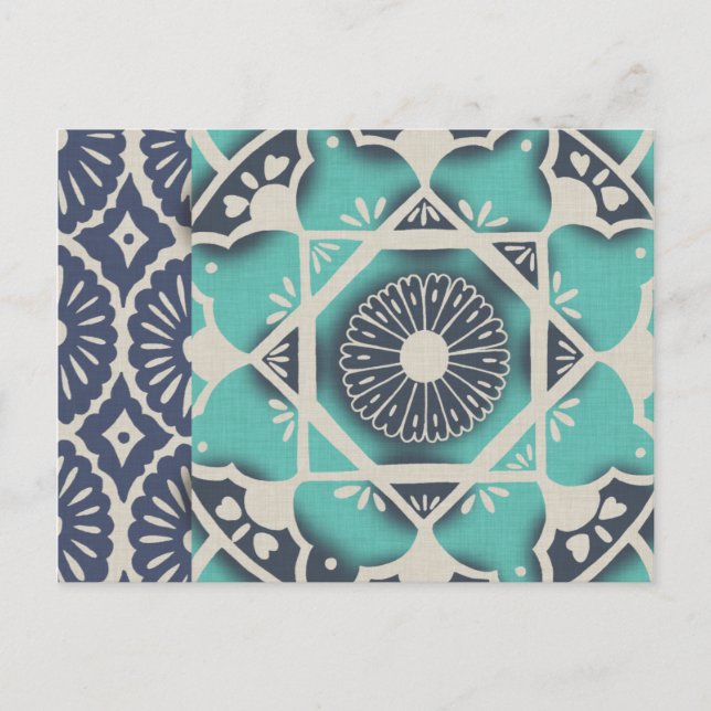 Blue Batik Tile II Postkarte (Vorderseite)